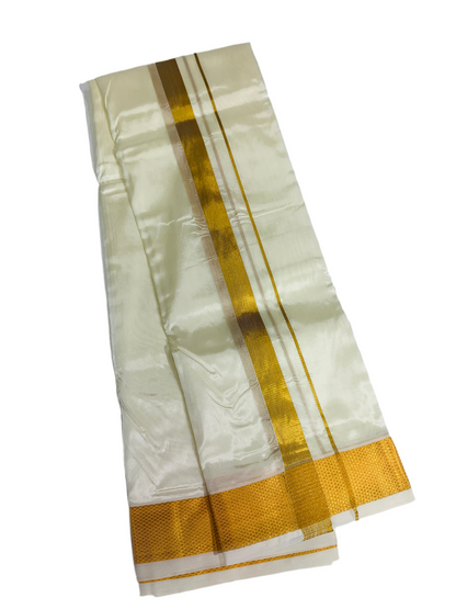 Art Silk Dhoti 8 Mulam Cream Colour Small Border