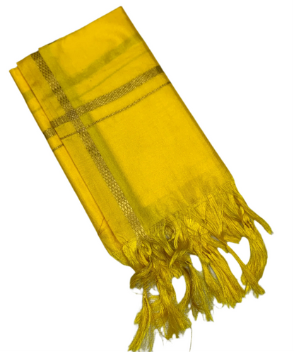 Silk Pooja Towel Lemon Yellow Colour