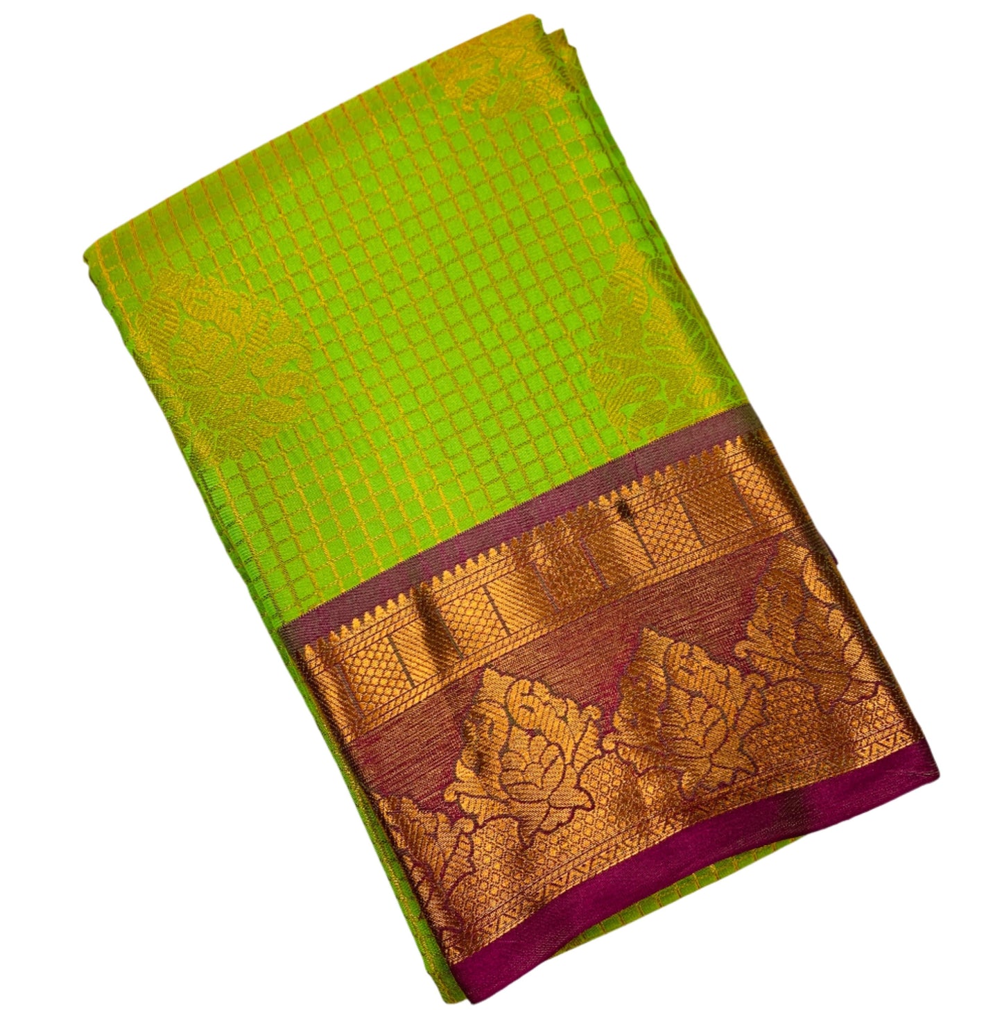 Art Silk Saree Light Green Colour with Pink Border