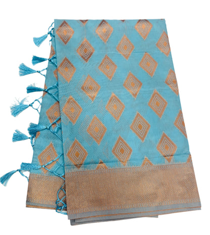 Banaras Katan Saree Sky Blue Colour