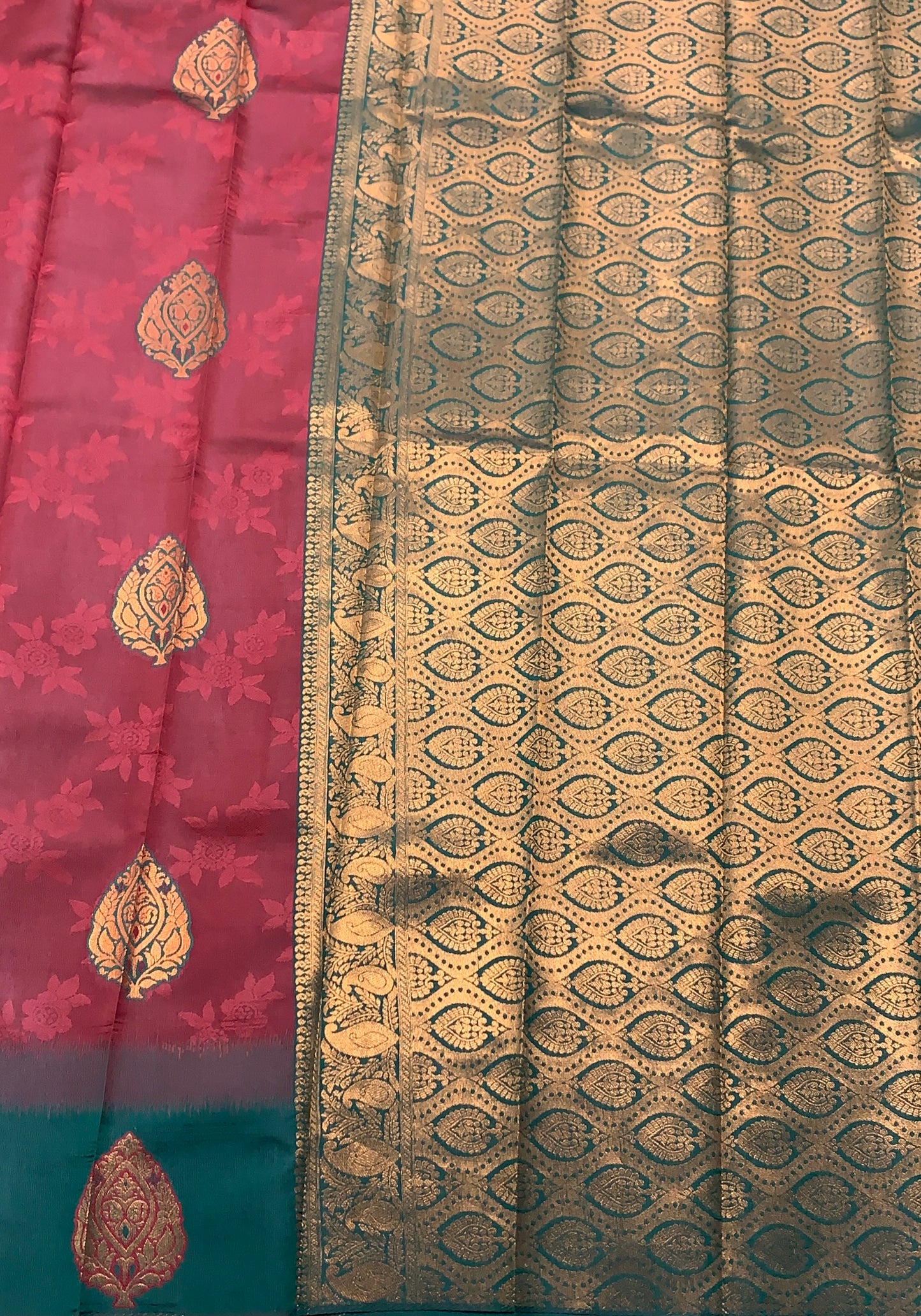 Art Silk Saree Green Colour with Maroon Border