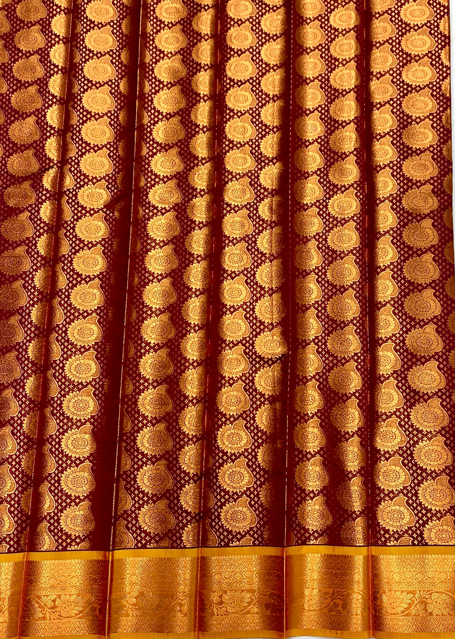 Vegan Silk Saree Purple Colour with Copper Border