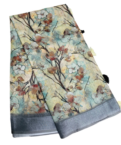 Jute Cotton Multicolour Saree with Thread Border