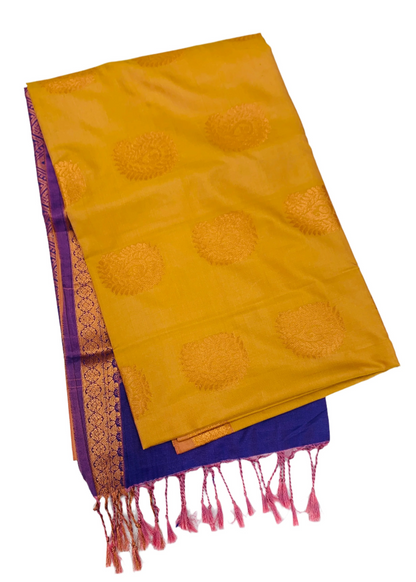 Soft Vegan Silk Saree Golden Yellow shade