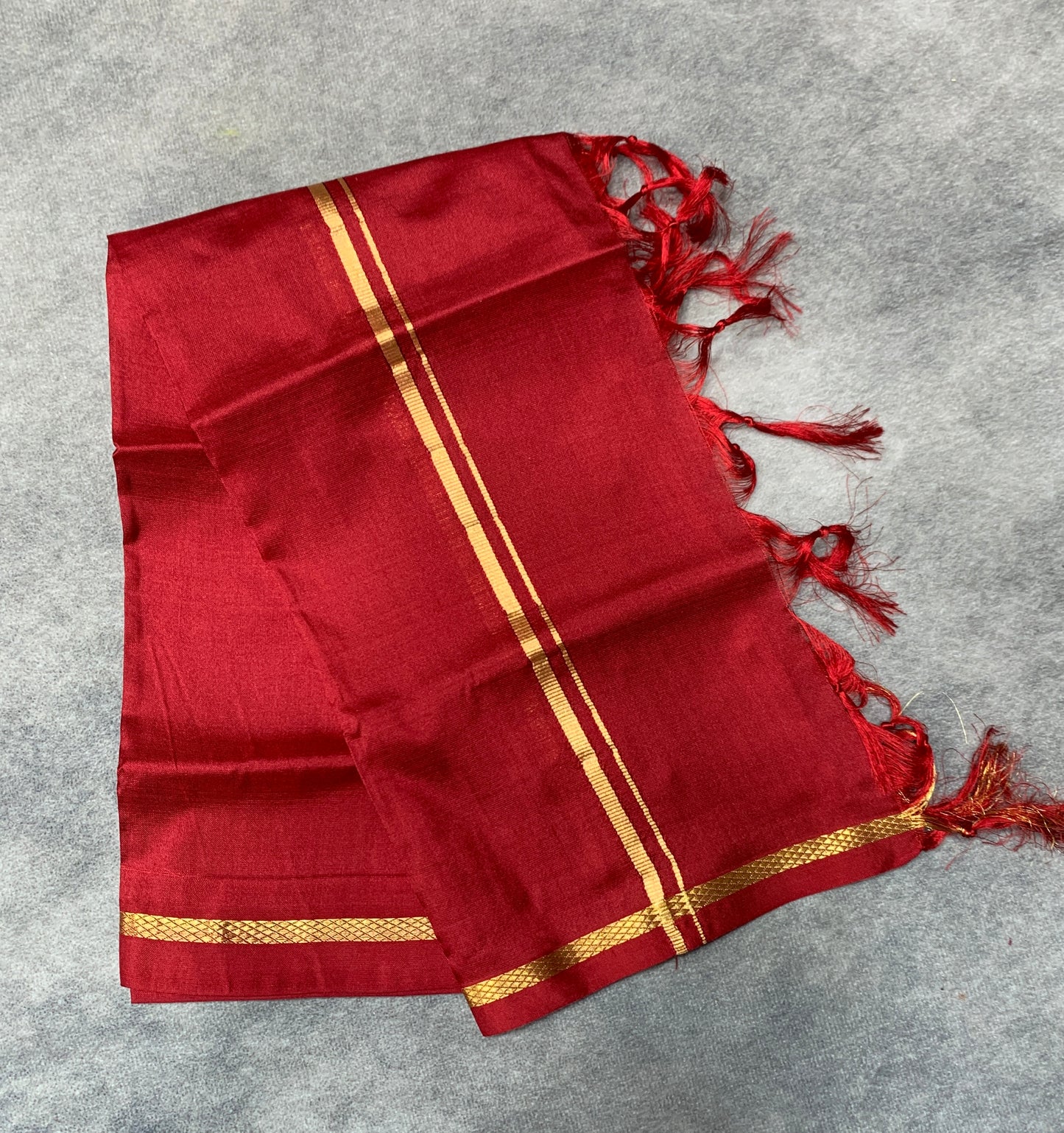2 Mulam Silk Pooja Towel Maroon Colour