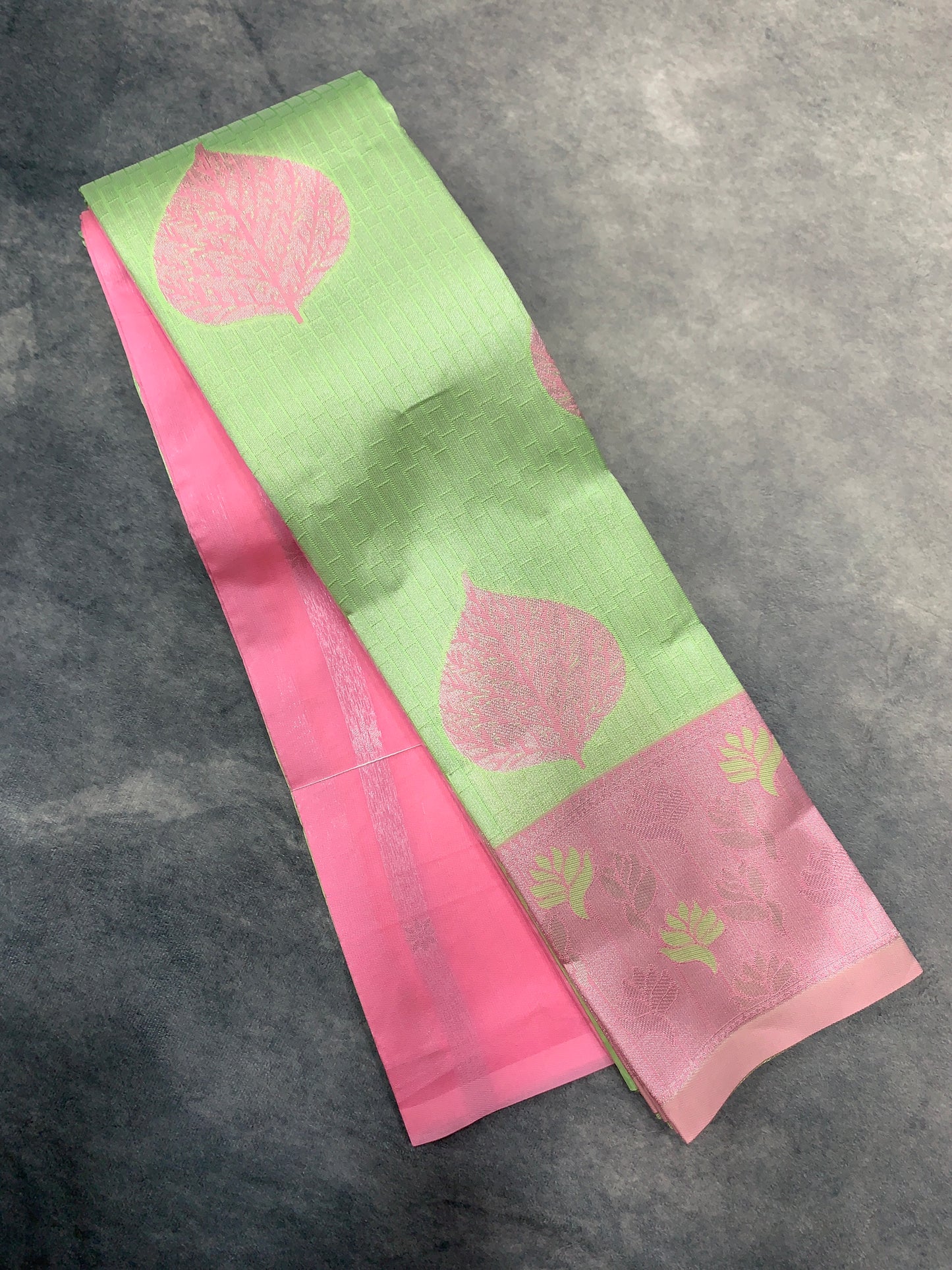 Art Silk Saree Pista Green Colour with Baby pink Colour Border