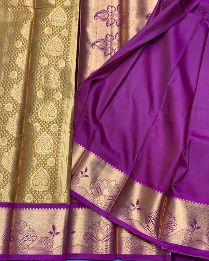 Vegan Silk Saree Golden Yellow Colour with Pink Border