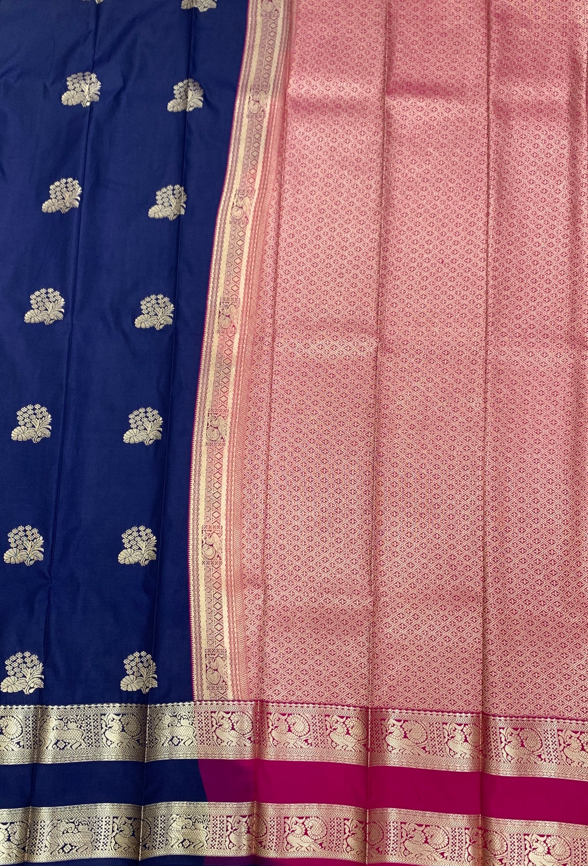 Soft Silk Casual Saree Navy Blue Colour with Rettai Pettu Border