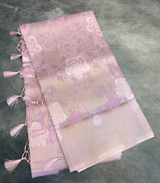 Banaras Katan Saree Lavender Colour with Katan Work Border