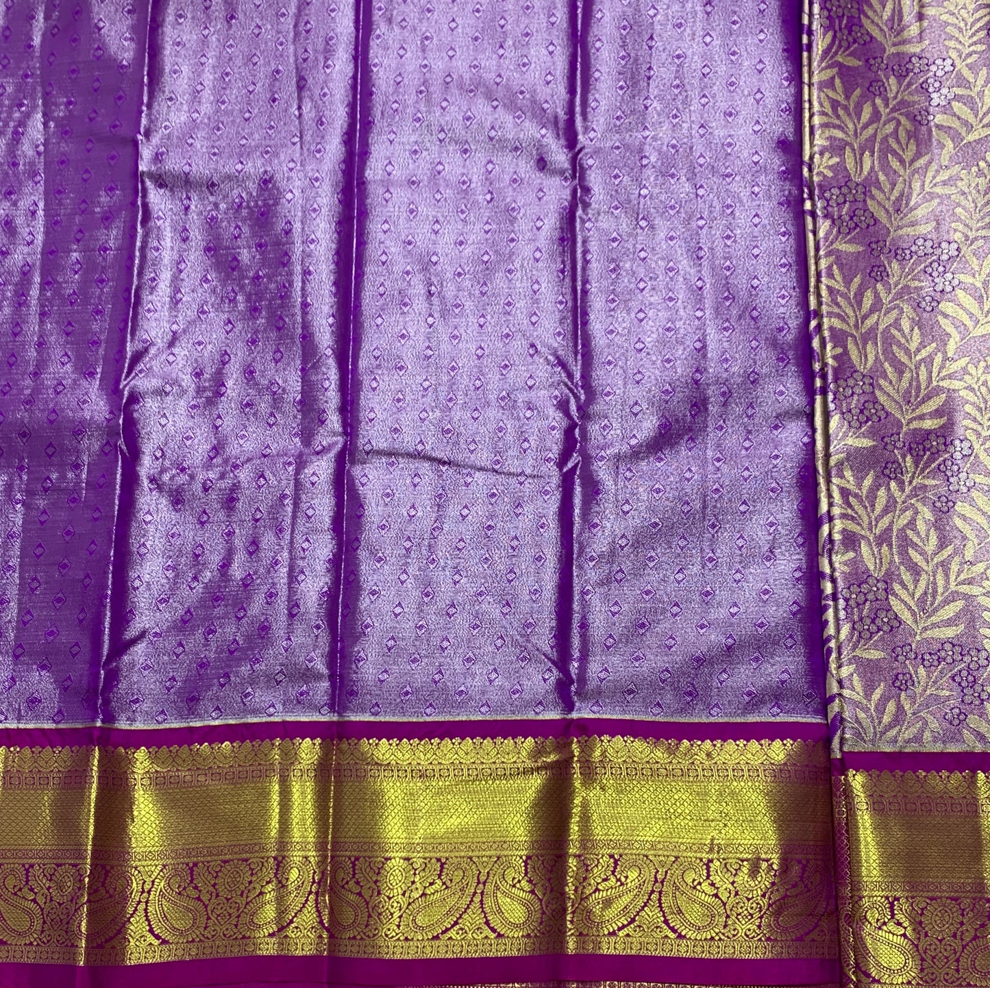 Lavender Shade Vegan Silk Kids Pattu Pavadai with Contrast Border for age 2 to 5
