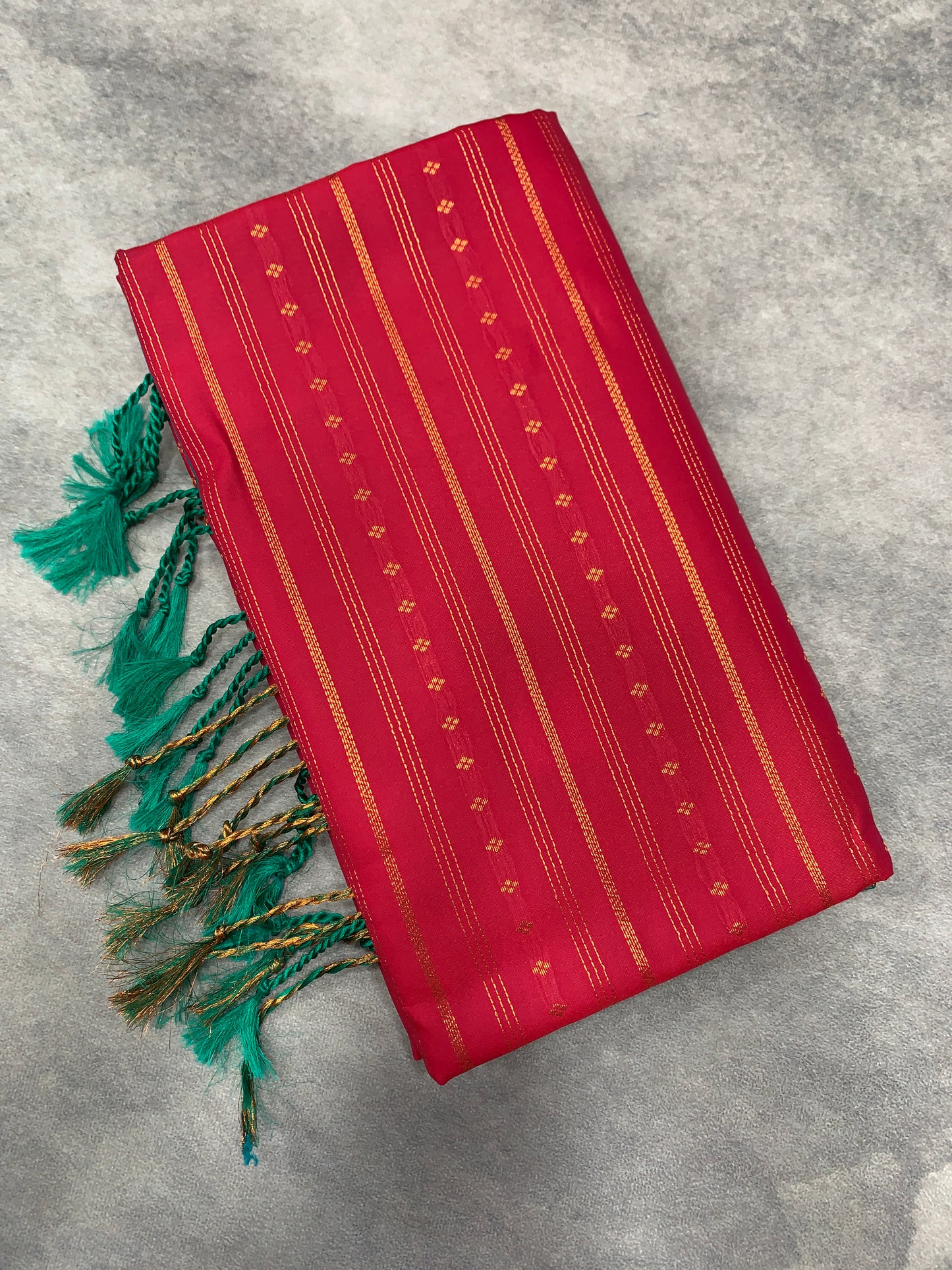 Soft Vegan Silk Saree Pink Colour with Rama Green and Copper Border