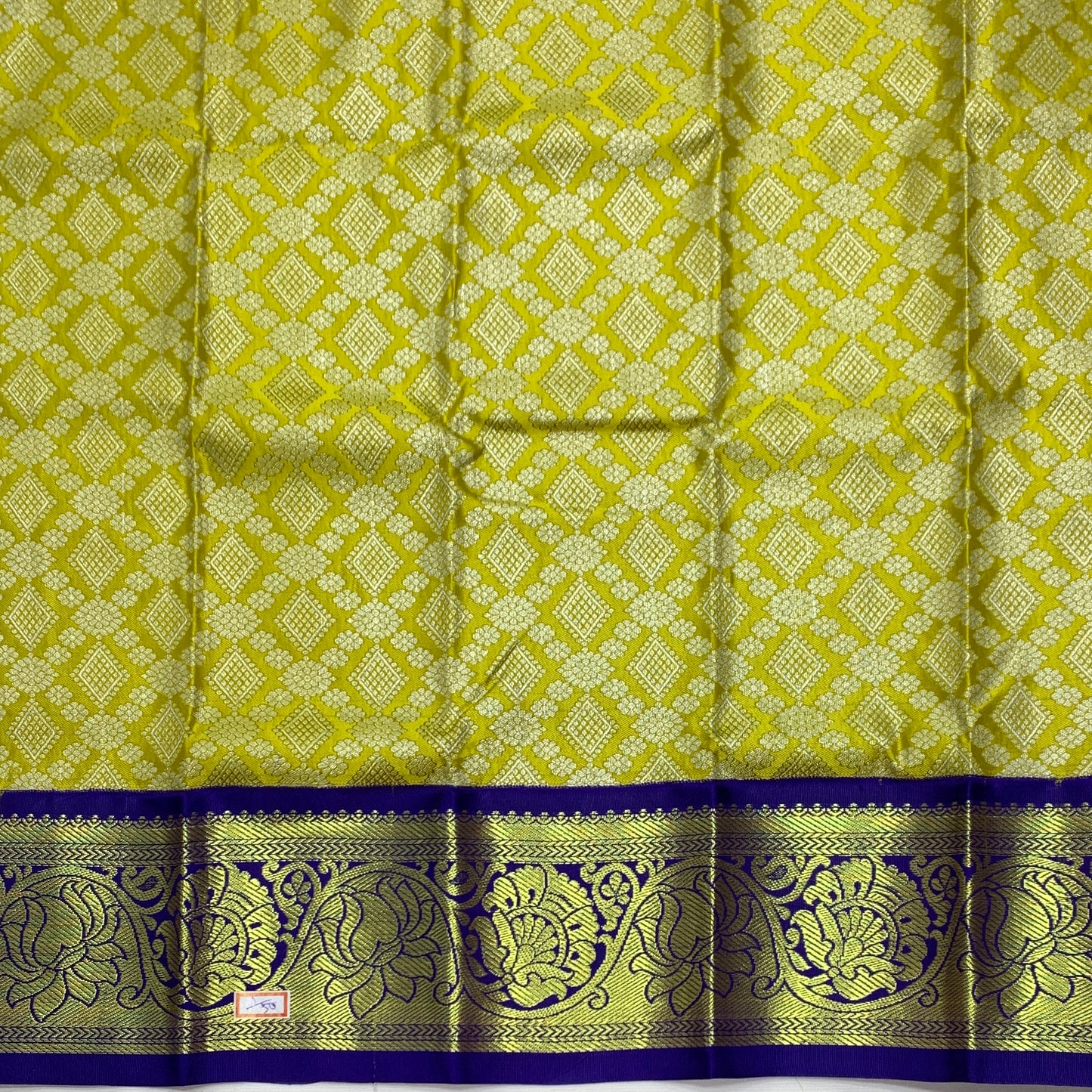 Mustard Shade Vegan Silk Kids Pattu Pavadai with Contrast Border for Newborn to 2 Years