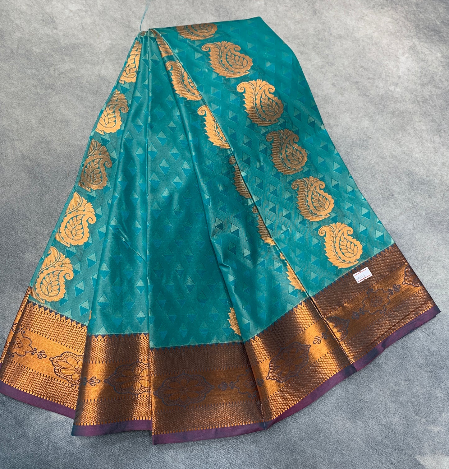 Vegan Silk Saree Sapphire Colour Saree with Copper Border