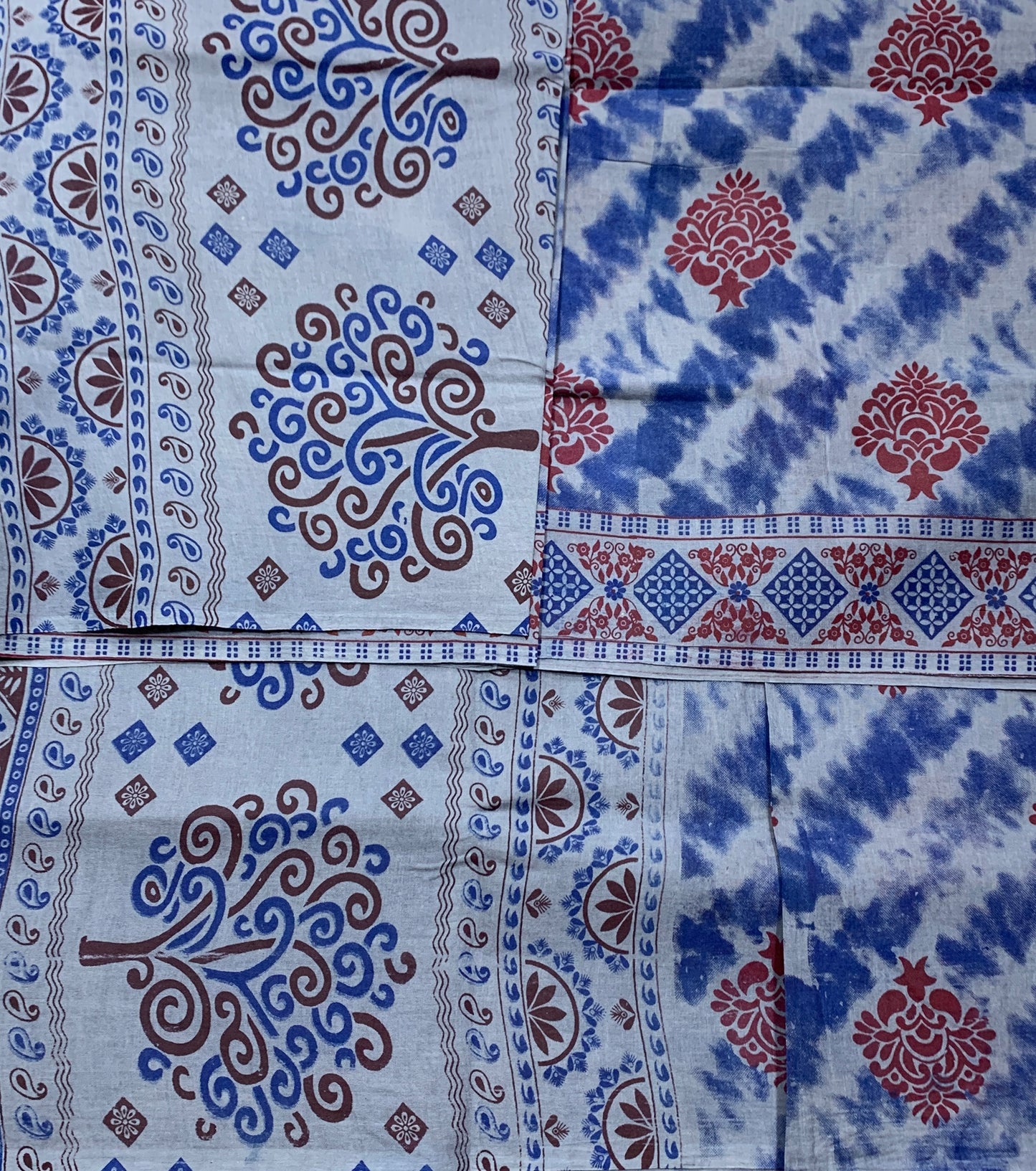 Chettinad Sungudi Cotton Blue Colour with Floral Design Border