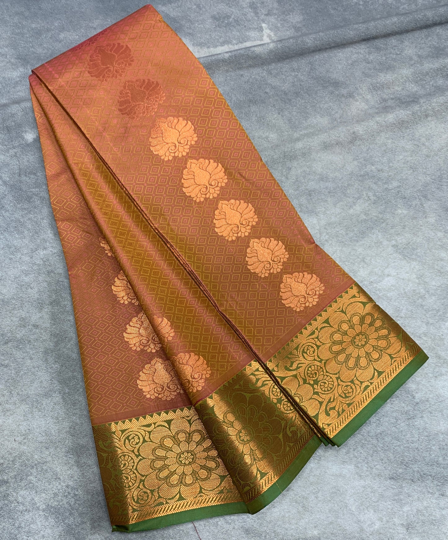 Vegan Silk Saree Brown Colour Saree with Copper Border