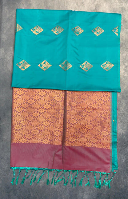 Art Silk Saree Sapphire Colour with Borderless