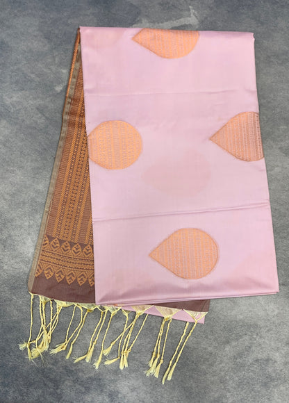 Art Silk Saree Light Salmon Pink Colour with Borderles