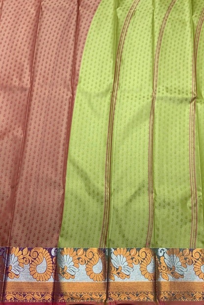 Synthetic Cotton Saree Brown Shade with Copper Border