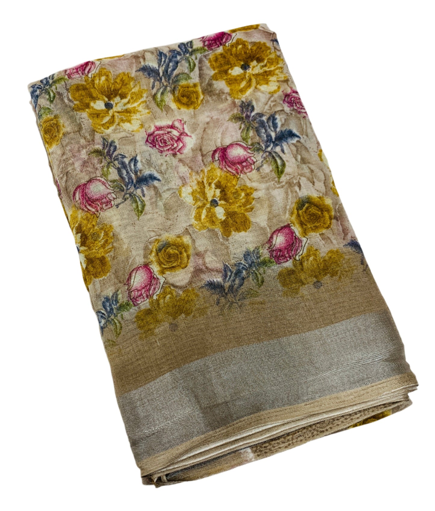 Jute Cotton Saree Brown Shade with Thread Border