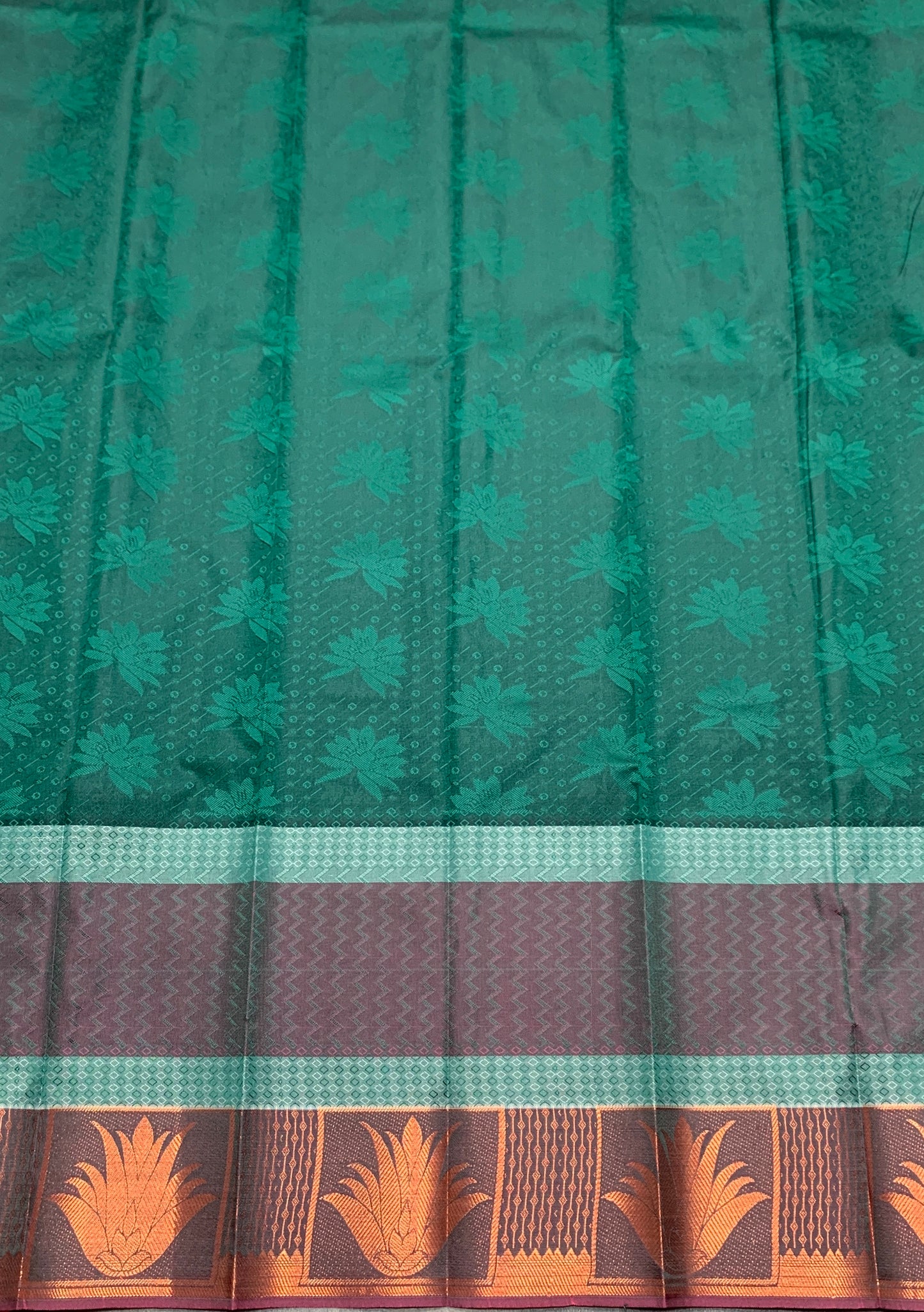 Synthetic Cotton Saree Multi Colour Shade with Copper Border