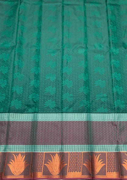 Synthetic Cotton Saree Multi Colour Shade with Copper Border
