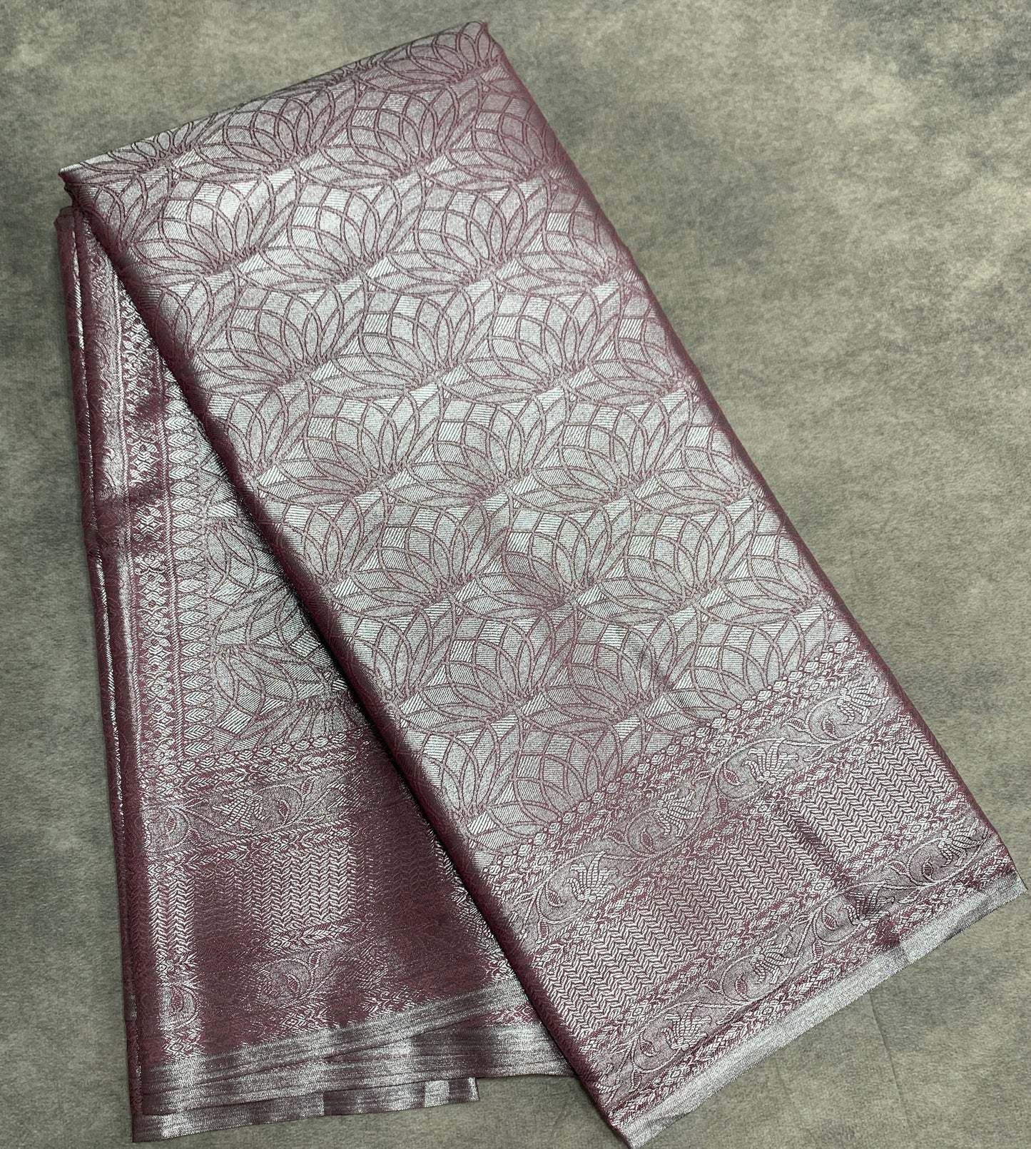 Fancy Tissue Saree Onion Pink Colour with Self Design Border
