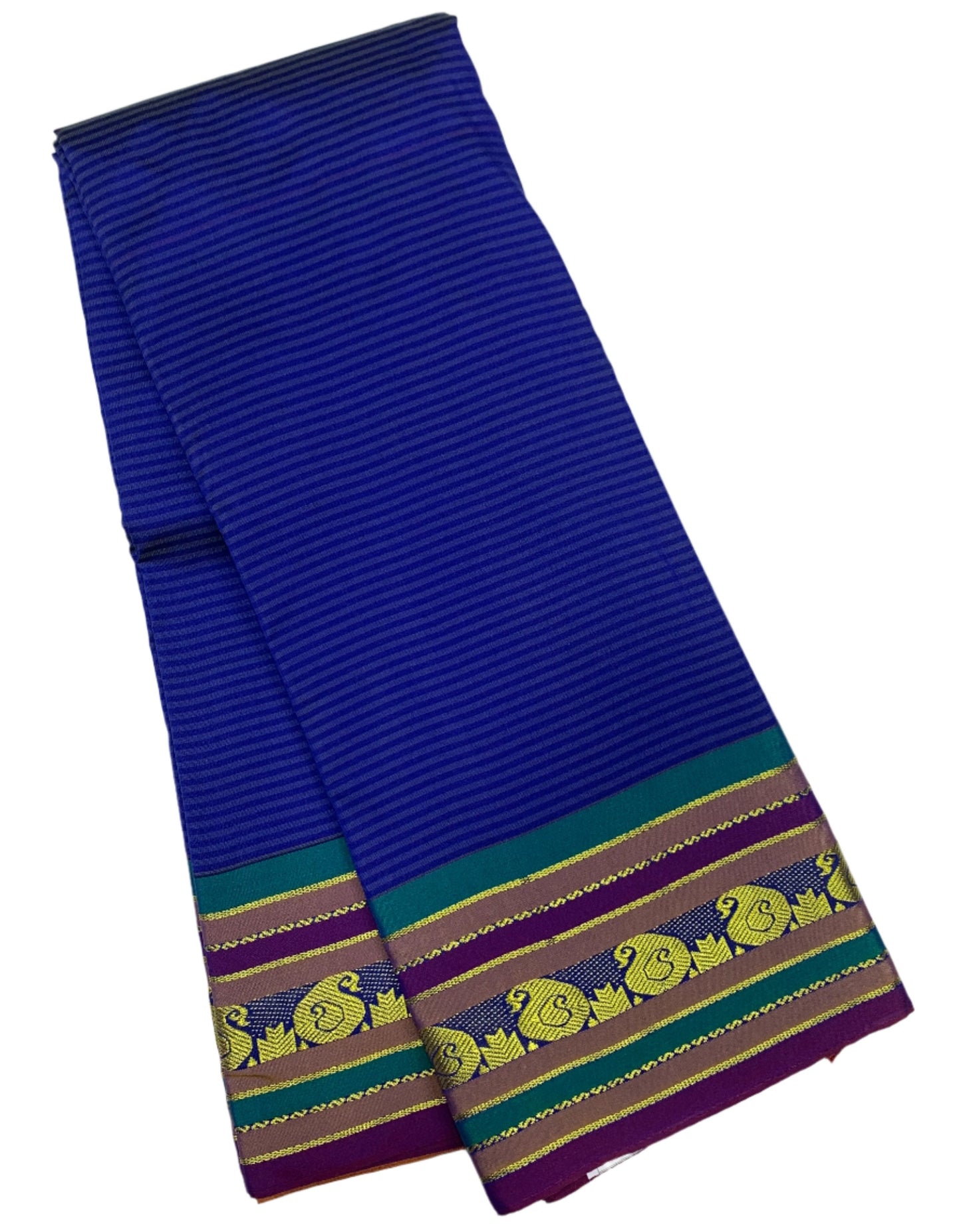 Arani Silk Saree Blue Colour with Magenta Border and Mango Design