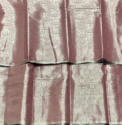 Fancy Tissue Saree Onion Pink Colour with Self Design Border