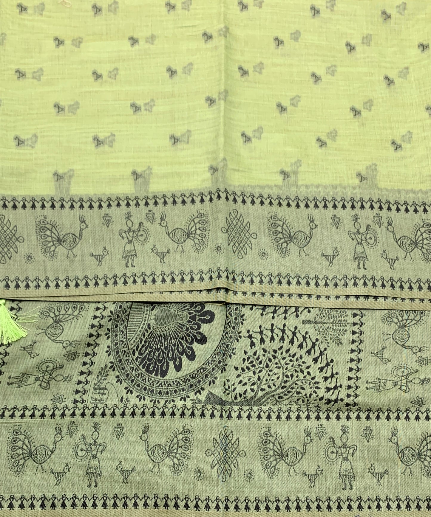 Banaras Katan Saree Pista Green Colour with Katan Work Border