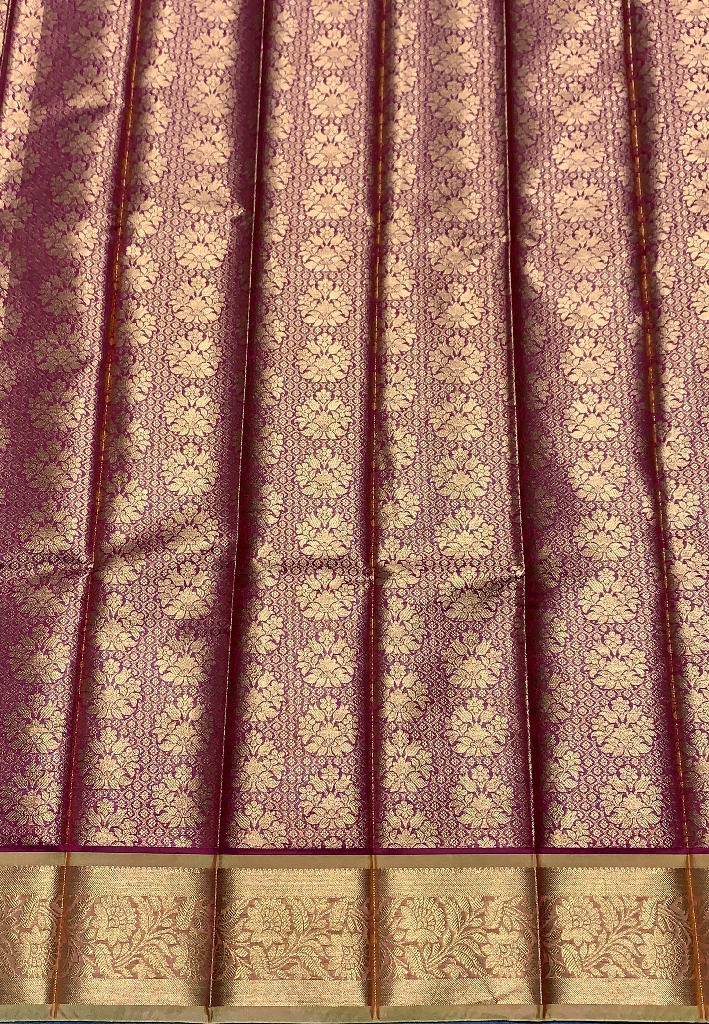 Vegan Silk Saree Maroon Colour with Copper and Golden Border