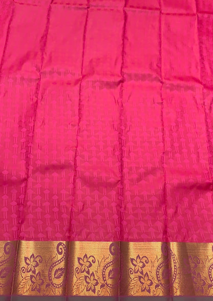 Synthetic Cotton Saree Light Pink Colour with Copper Border