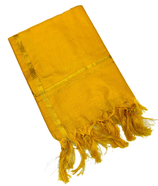 Silk Pooja Towel Golden Yellow Colour