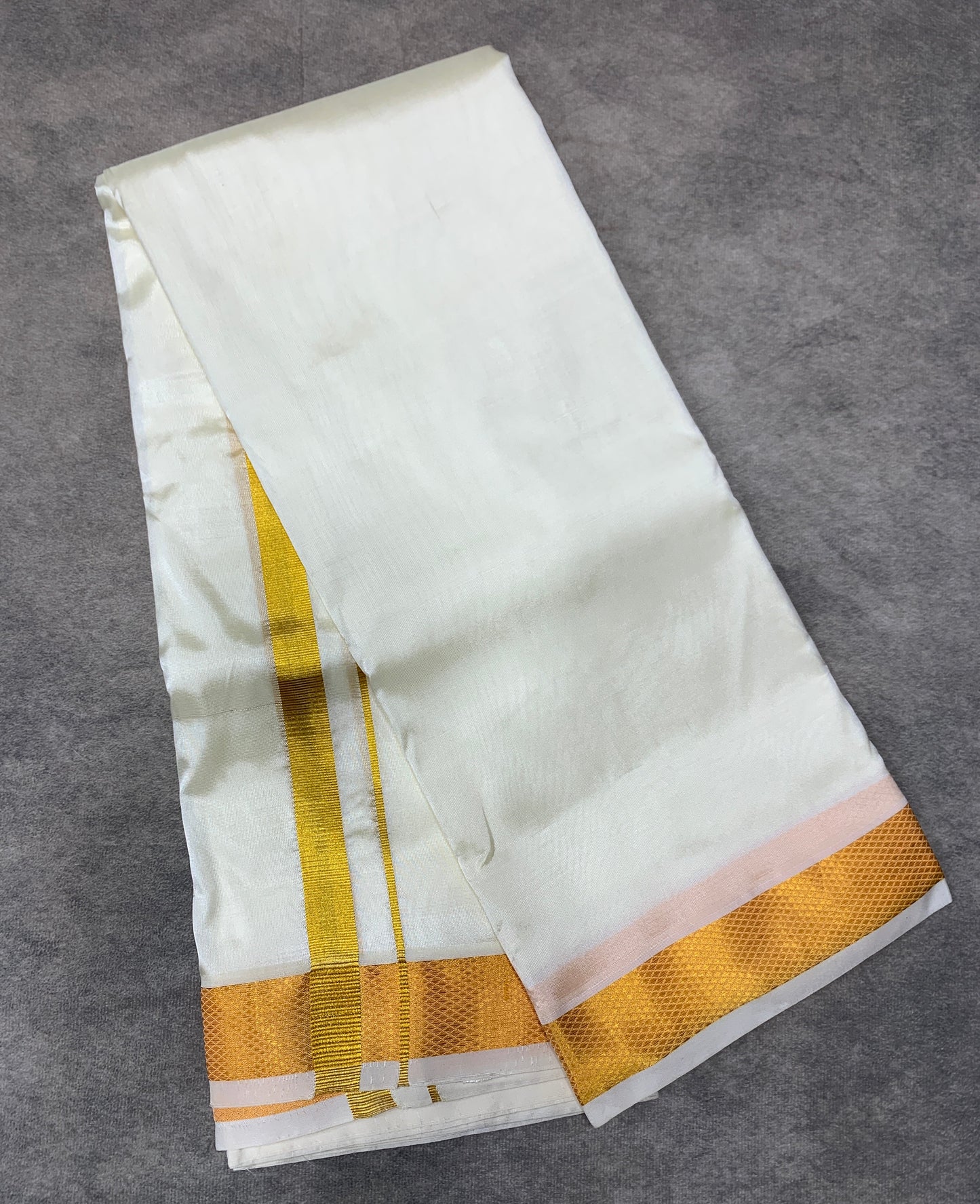 Art Silk Dhoti 8 Mulam Cream Colour Small Border