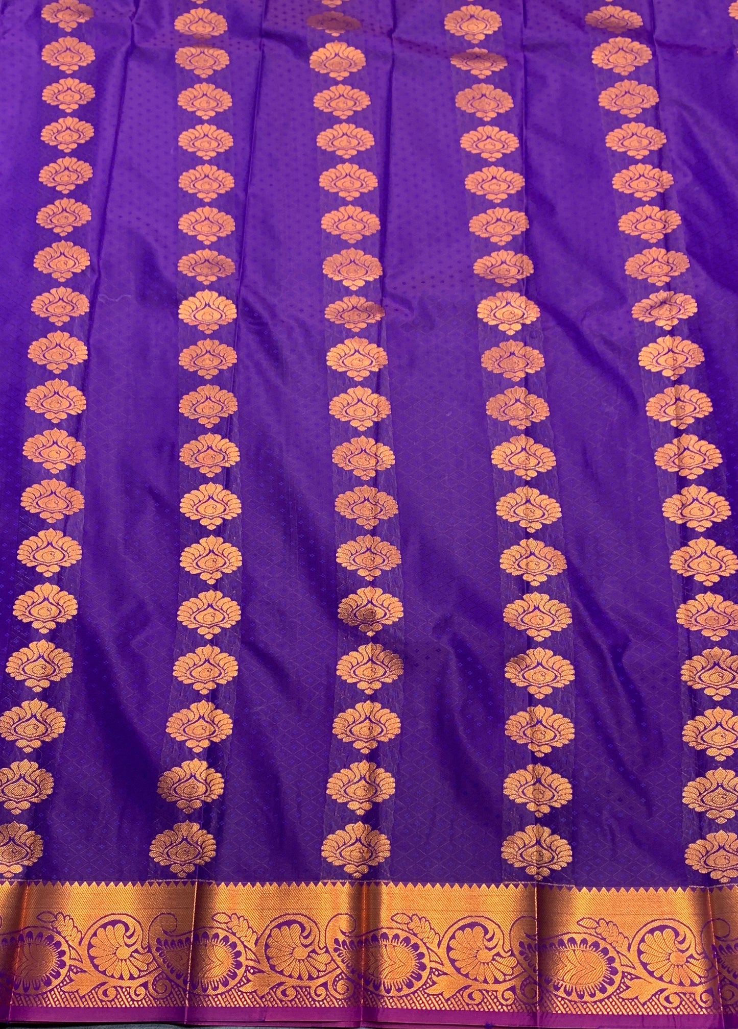 Vegan Silk Saree Violet Colour Saree with Copper Border