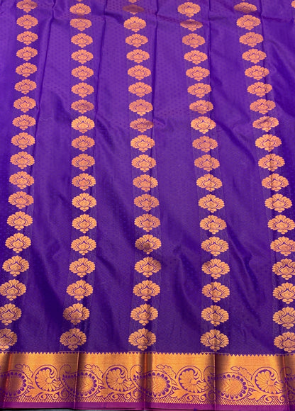 Vegan Silk Saree Violet Colour Saree with Copper Border