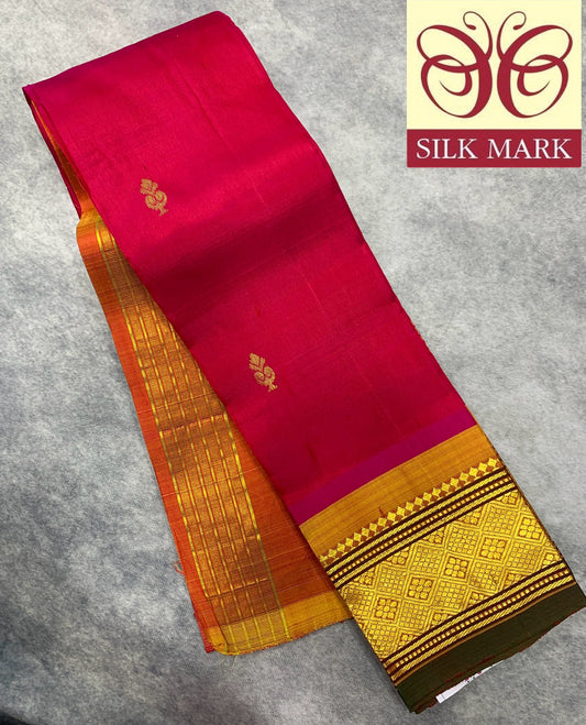 Pure Kanchipuram Silk Saree Dual Colour Shade with Green Colour Shade Border