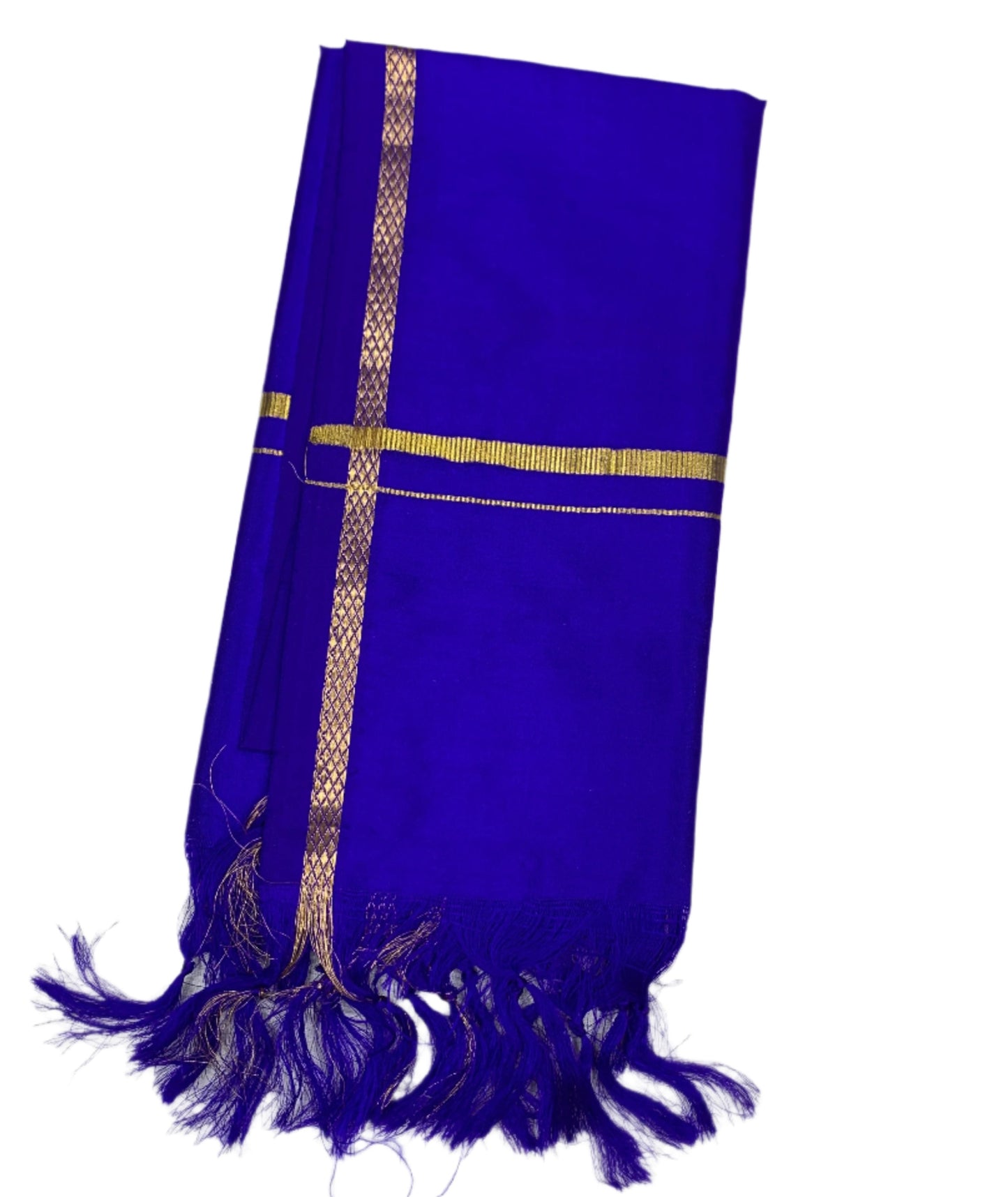 Silk Pooja Towel Blue Colour