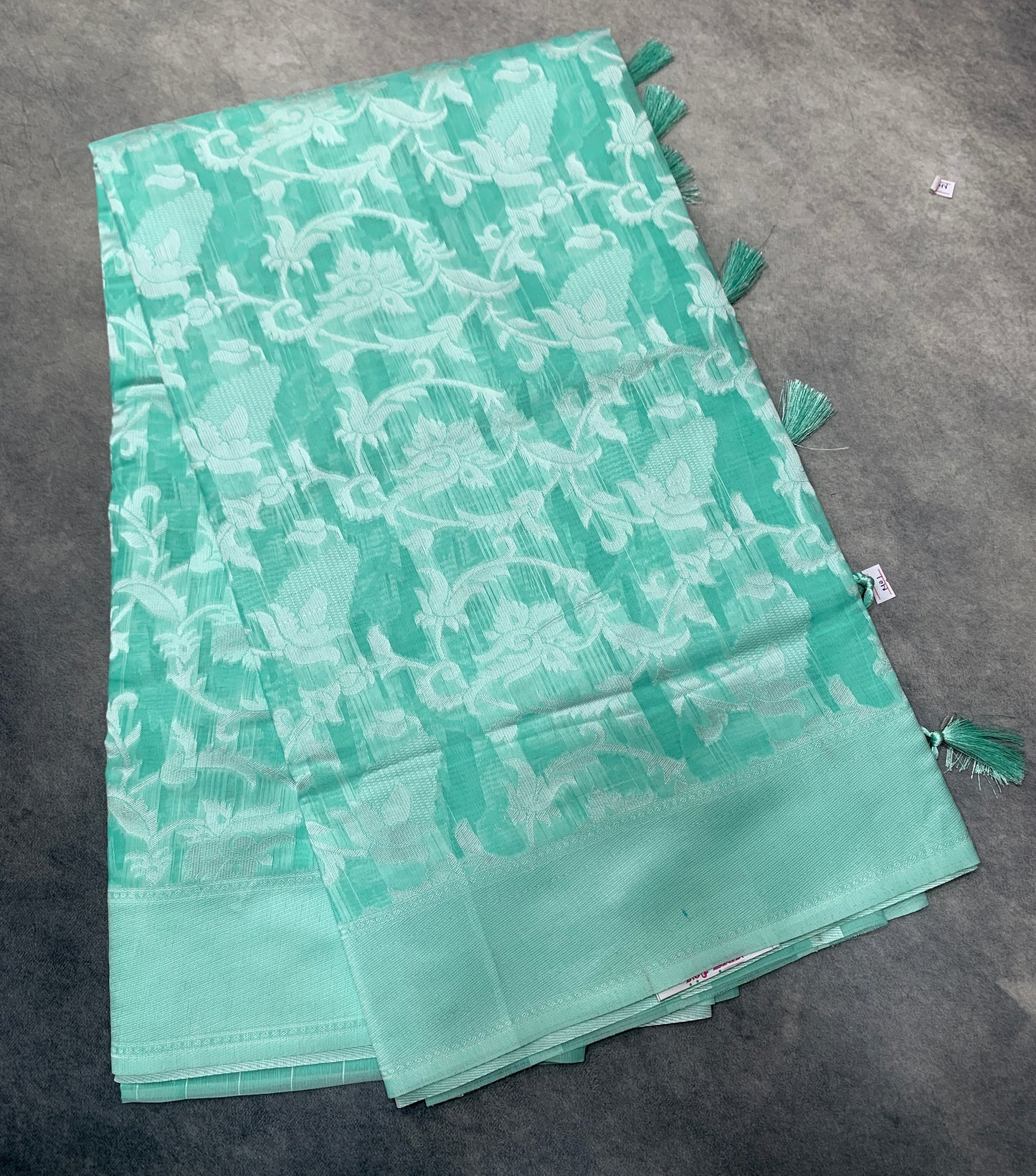 Banaras Katan Saree Sapphire Colour with Katan Work Border