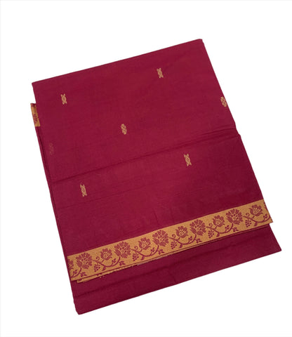 Chettinad Cotton Saree Pink with Floral Design Border