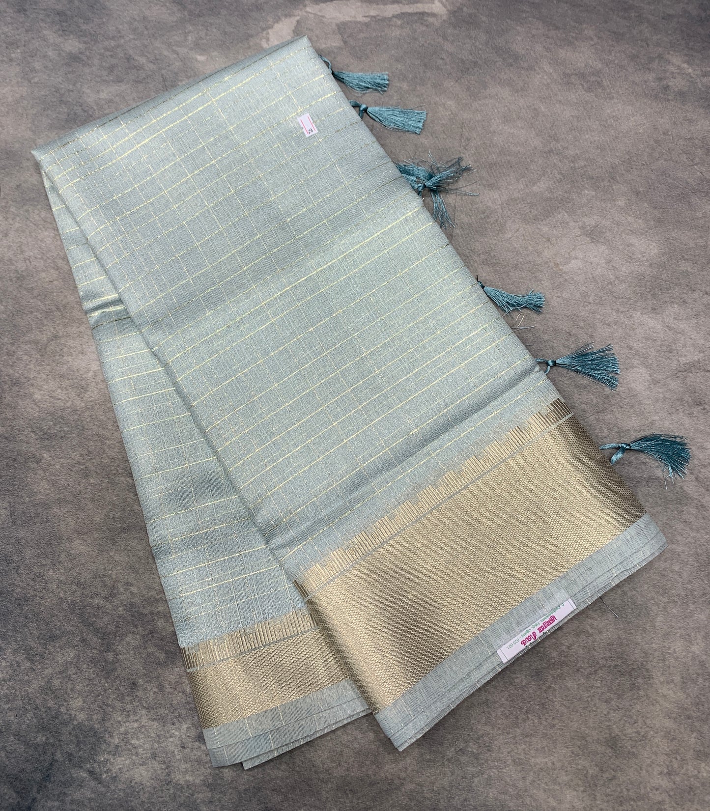 Banaras Katan Saree Light Sky Blue Colour with Katan Work Border
