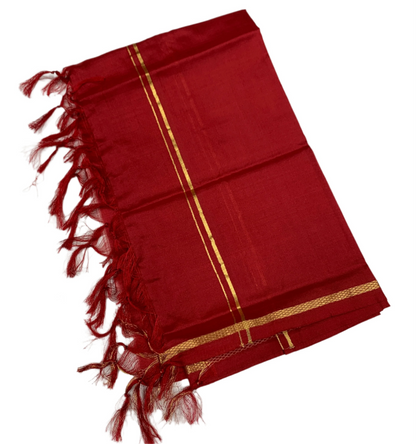 Silk Pooja Towel Maroon Colour