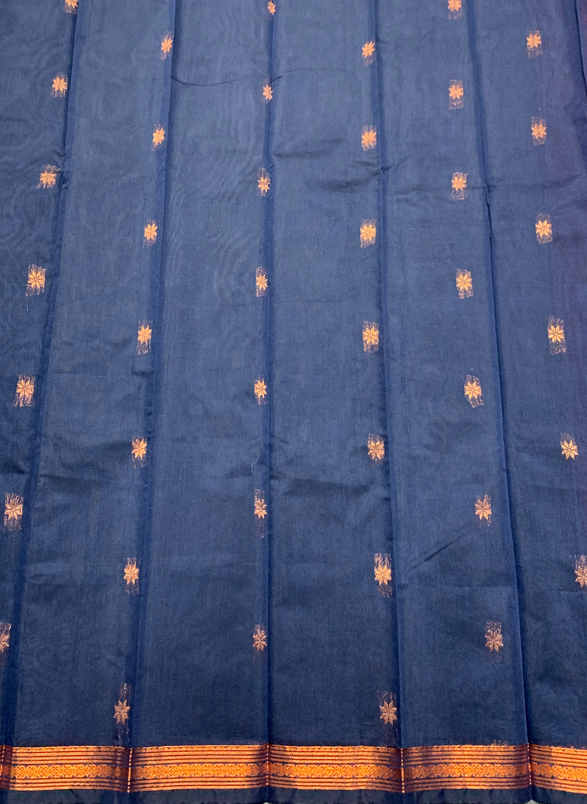 Navy Blue Colour Silk Cotton Saree with Copper Zari Border