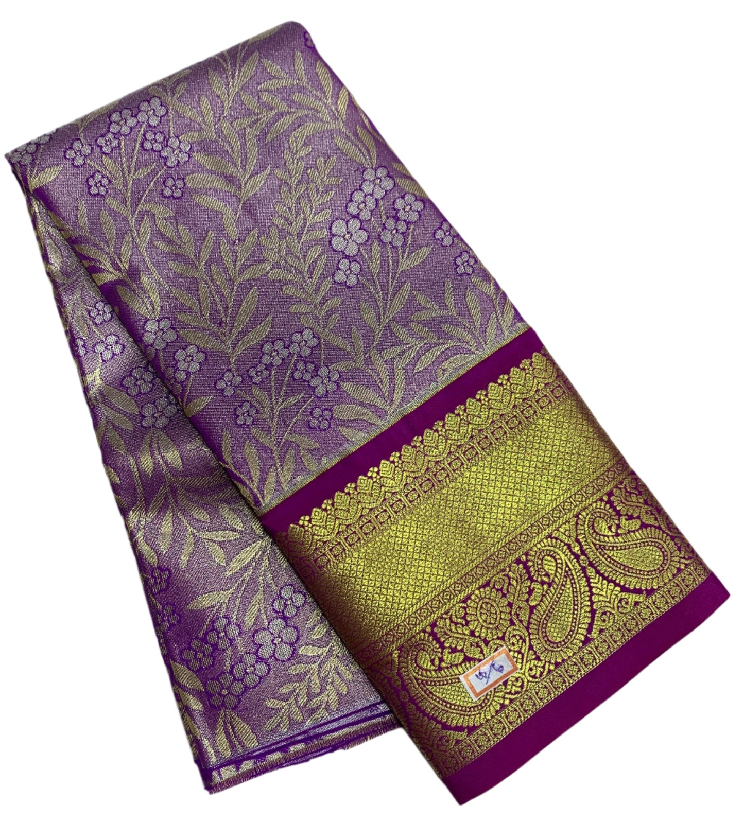 Lavender Shade Vegan Silk Kids Pattu Pavadai with Contrast Border for age 2 to 5