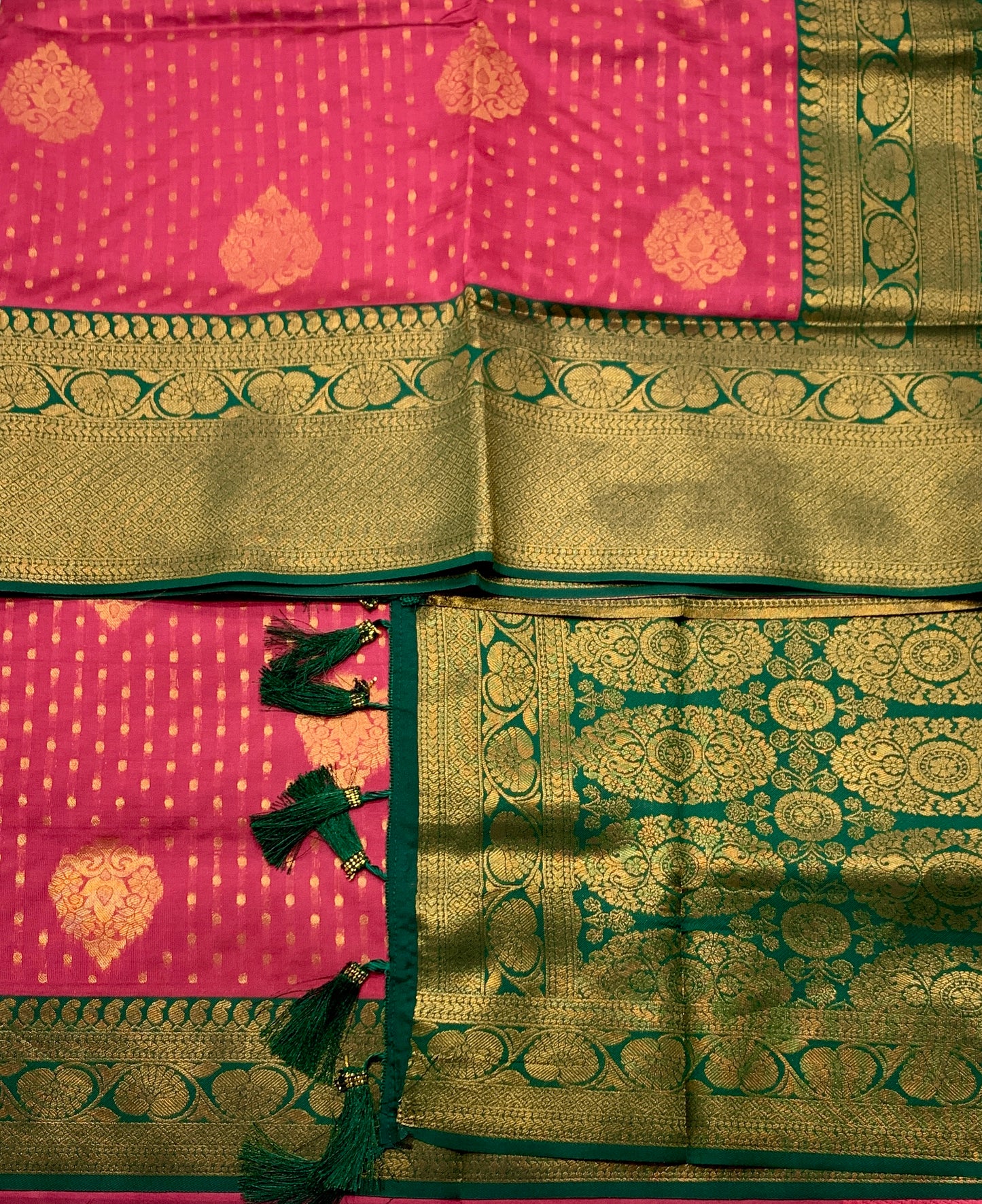 Art Silk Saree Pink Shade with Green Border