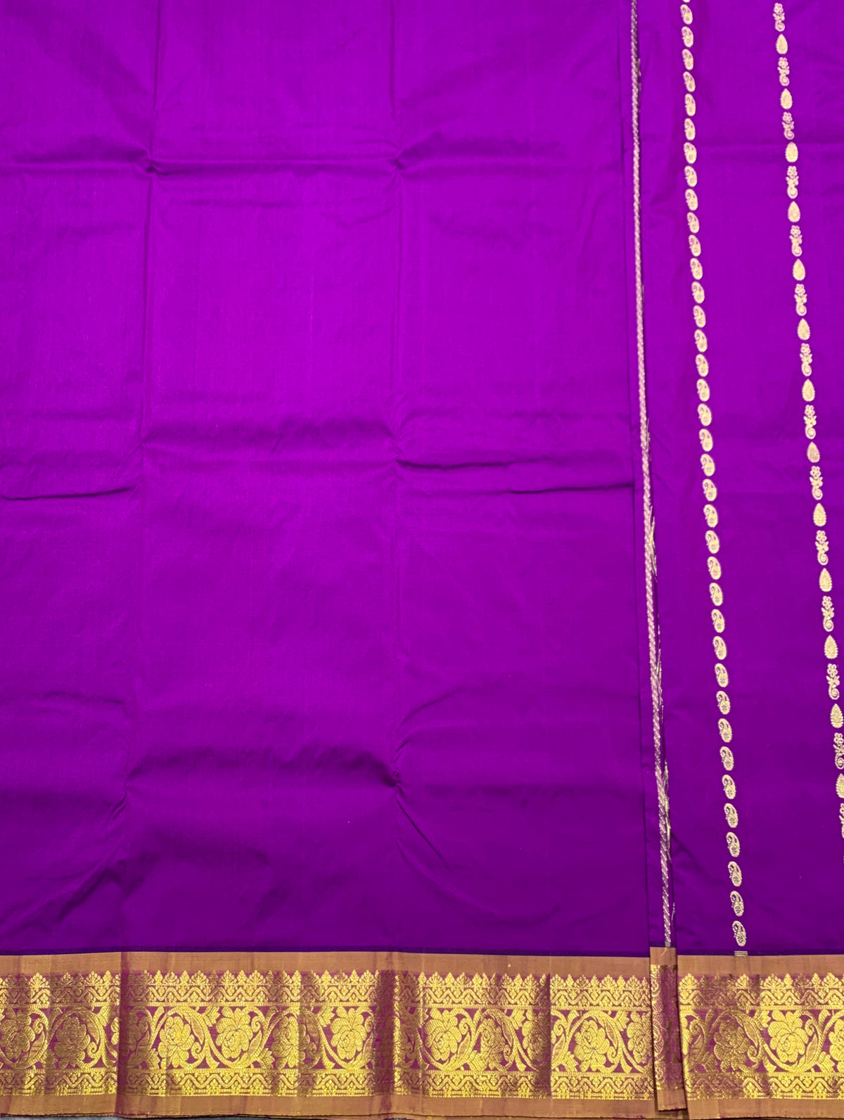Magenta Shade Semi silk Kids Pattu Pavadai with Contrast border for age 5 to 10