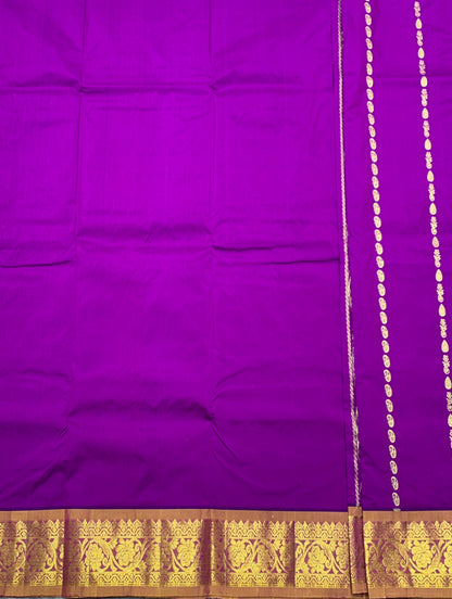 Magenta Shade Semi silk Kids Pattu Pavadai with Contrast border for age 5 to 10