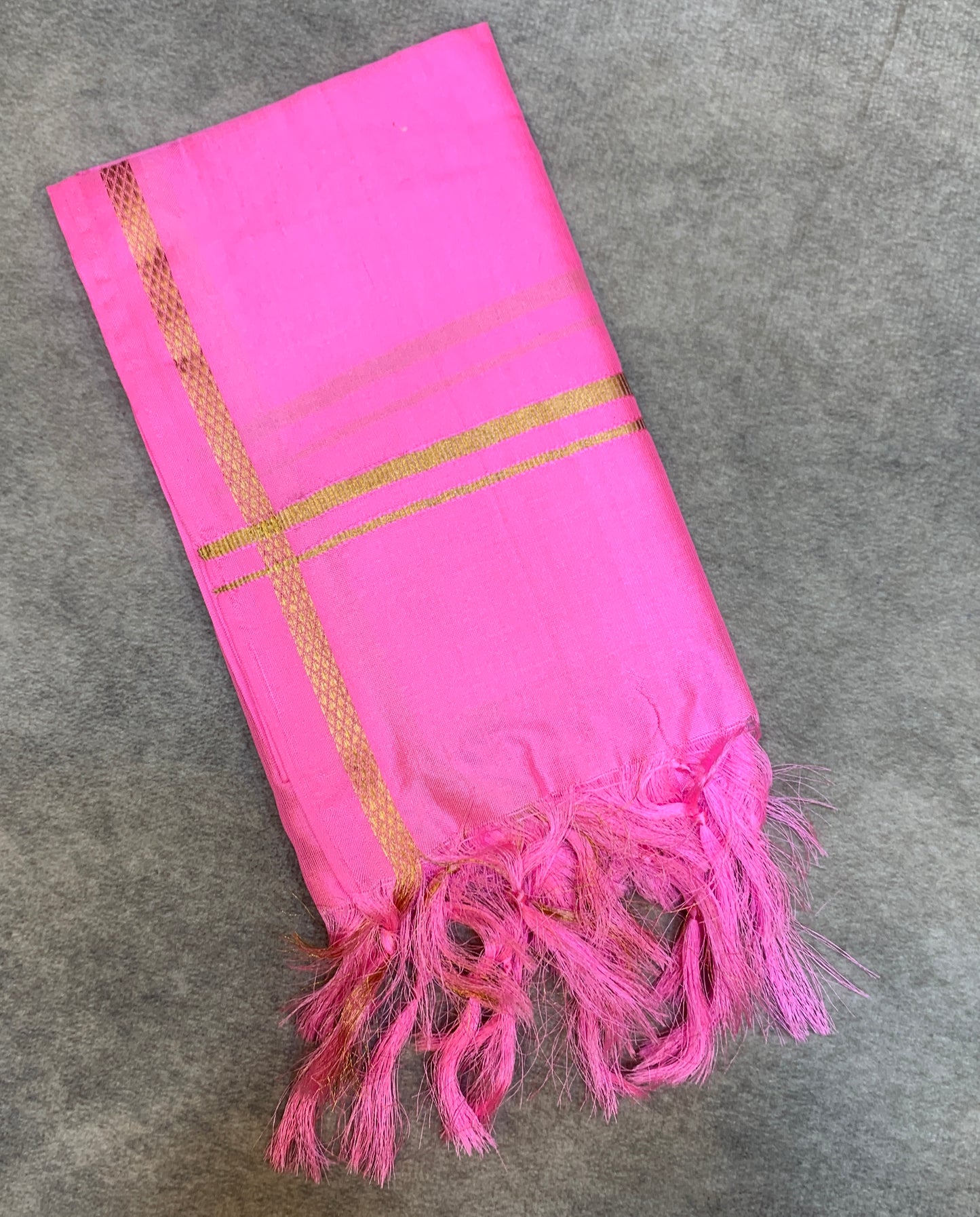 2 Mulam Silk Pooja Towel Baby Pink Colour