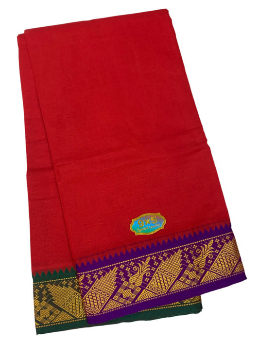 Red Colour Cotton Dhoti 9X5