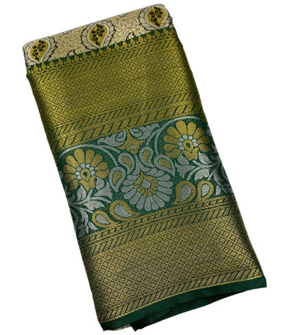 Fancy Tissue Saree Golden Colour with Green Border