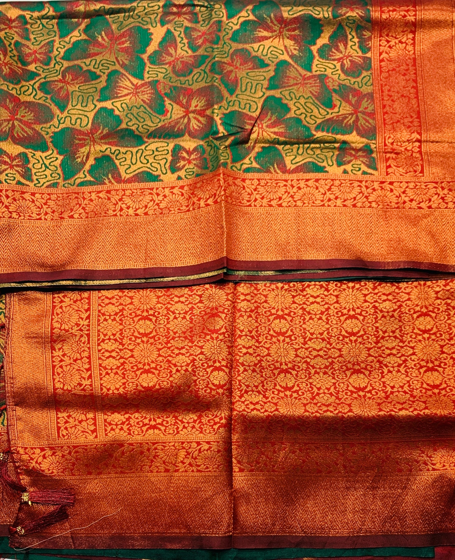 Art Silk Saree Green Colour with Butterfly Design